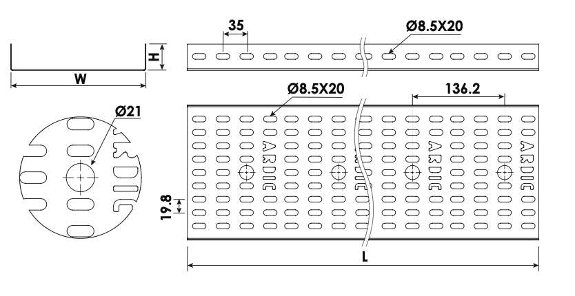 200/40/15 mm AĞIR HİZ TİP KABLO KANALI  1,5mm SERİSİ  L: 3000mm (SD)