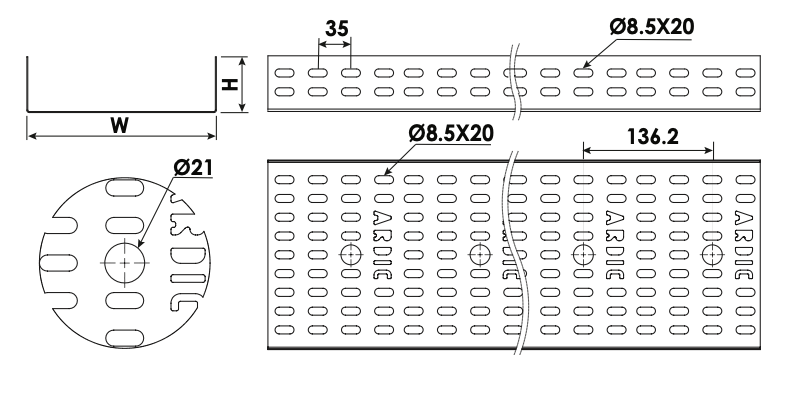 300/40/15mm AĞIR HİZ TİP KABLO KANALI  1,5mm SERİSİ  L: 3000mm (SD)