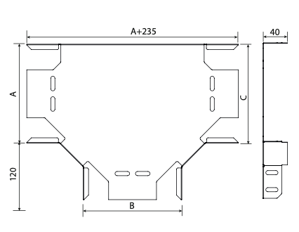 100mm T BAĞLANTI ELEMANI ( H:40mm) SICAK DALDIRMA 