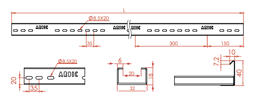 200/40mm  M   SERİ  KABLO MERDİVENİ  1,0mm SERİSİ  L: 3000mm ( 10 BASAMAKLI ) PREGALVANİZ 