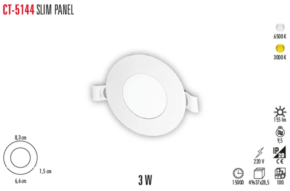 3W SLİM PANEL (GÜNIŞIĞI)