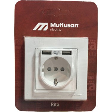 Çift Usb Girişli Topraklı Priz (2.4A HIZLI ŞARJ ÇOCUK KORUMA) MUTLUSAN