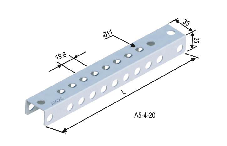 200mm TİJLİ U TİPİ KANAL TAŞIYICI  L: 245mm